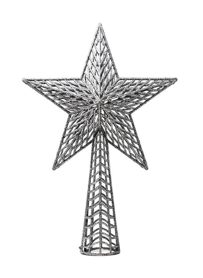 Christbaumspitze Stern Silber Glitzer 27 cm Weihnachtsdekoration