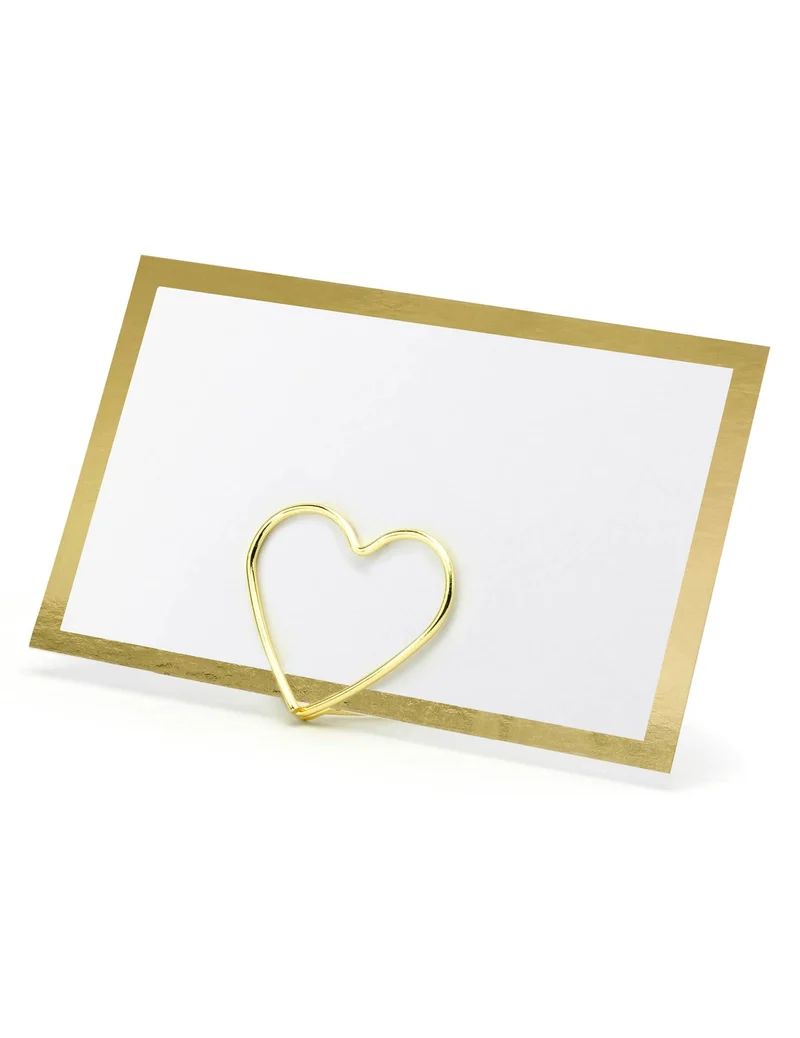 10 weiße und goldene Tischkarten 9,5 x 5,5 cm mit goldenem Rand