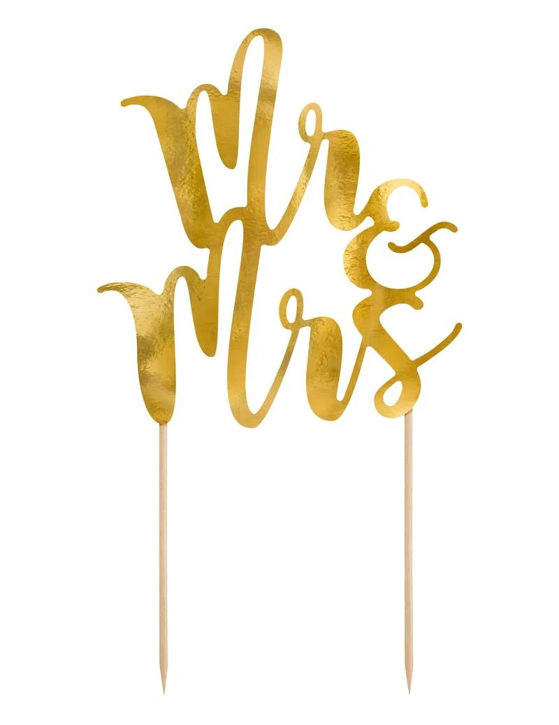 Kuchenstecker Mr & Mrs Gold Hochzeit 25,5 cm Karton