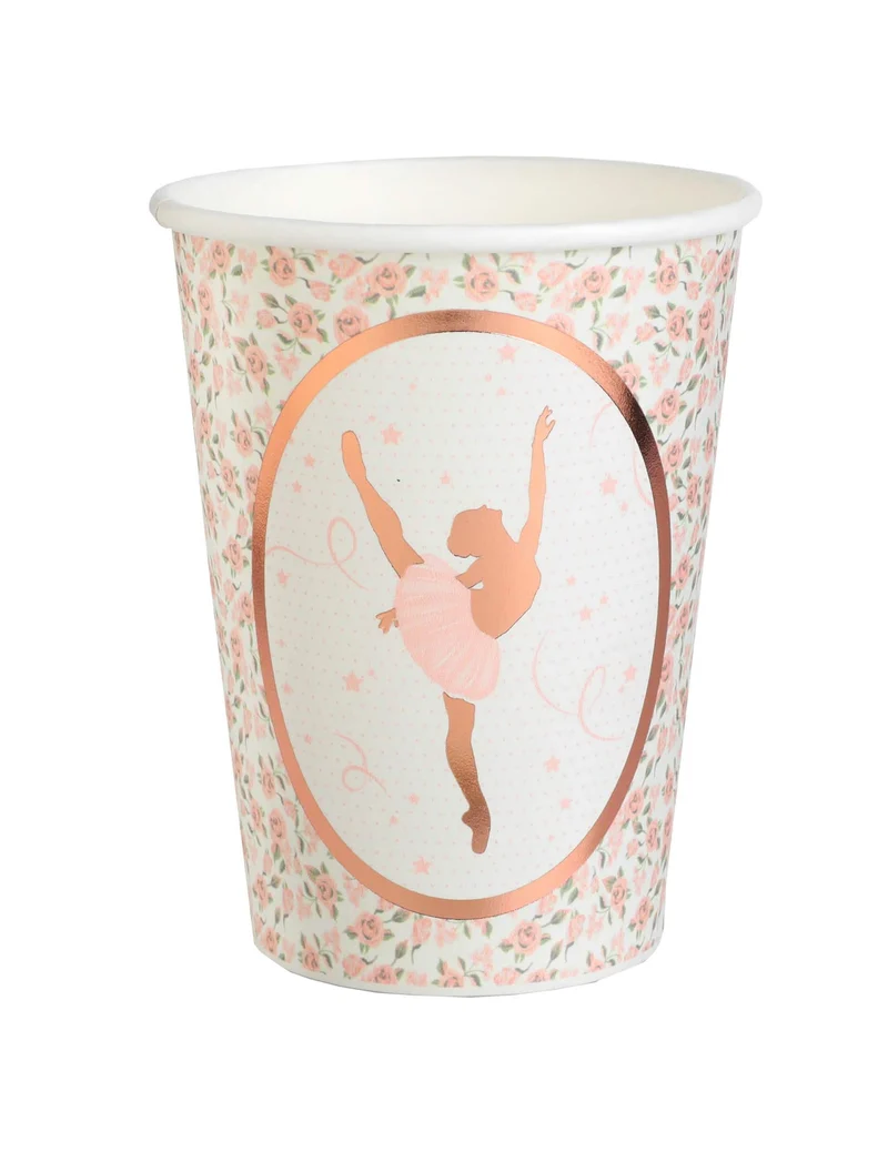 10 Pappbecher Ballerina 7,8 x 9,7 cm Roségold