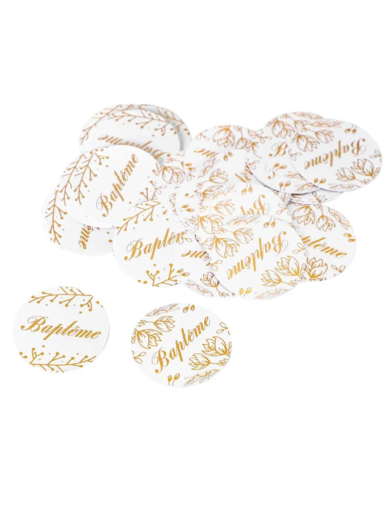 24 goldene runde Blumenkonfetti zur Taufe 2,8 cm