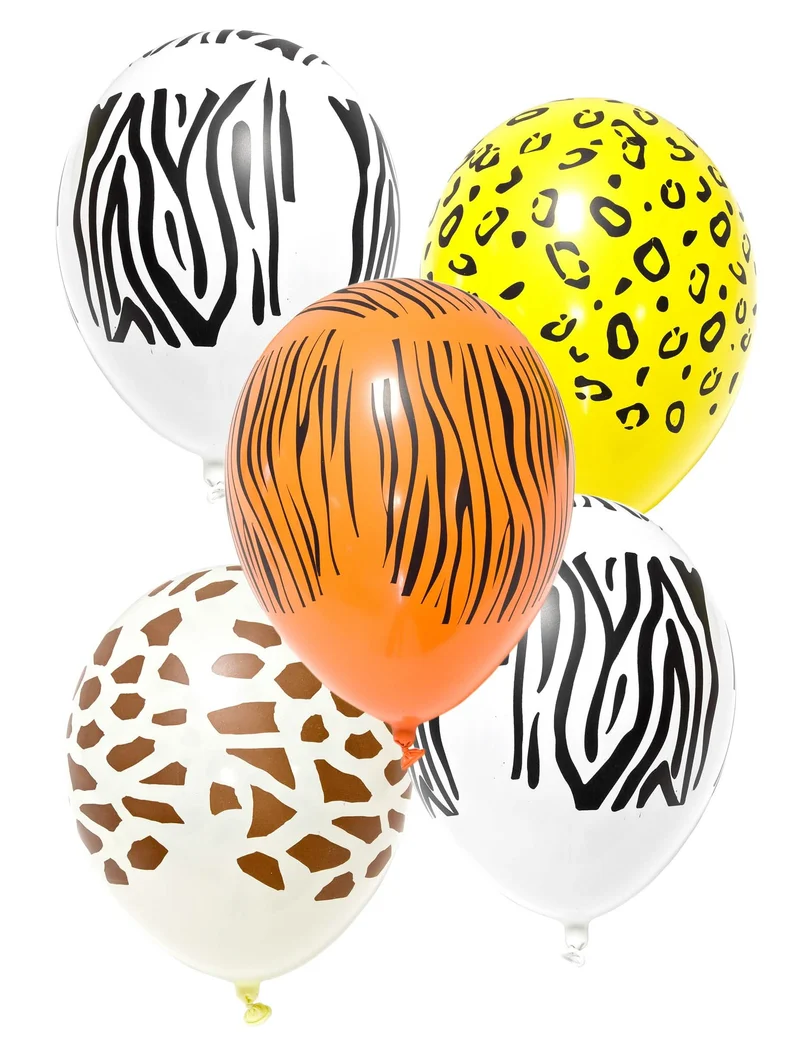 5 Safari-Latexballons 29 cm Savannentiere