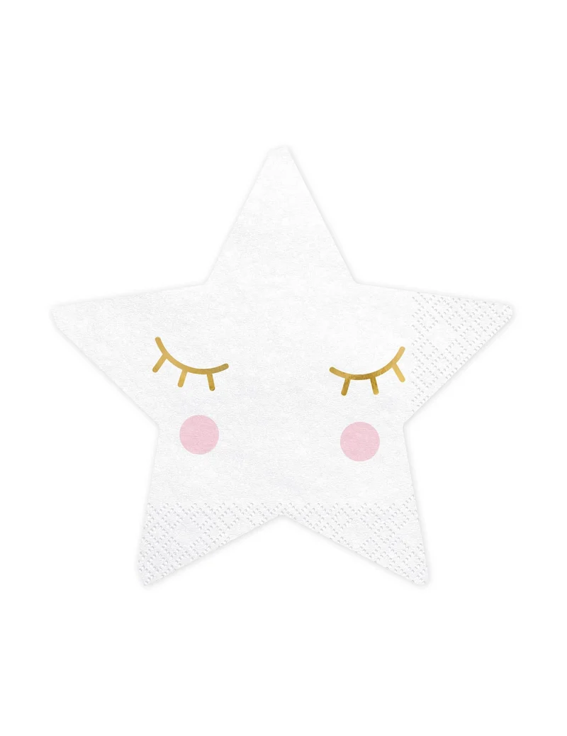 20 weiße kleine Stern Papierservietten 16 x 16 cm mit goldenen Augen