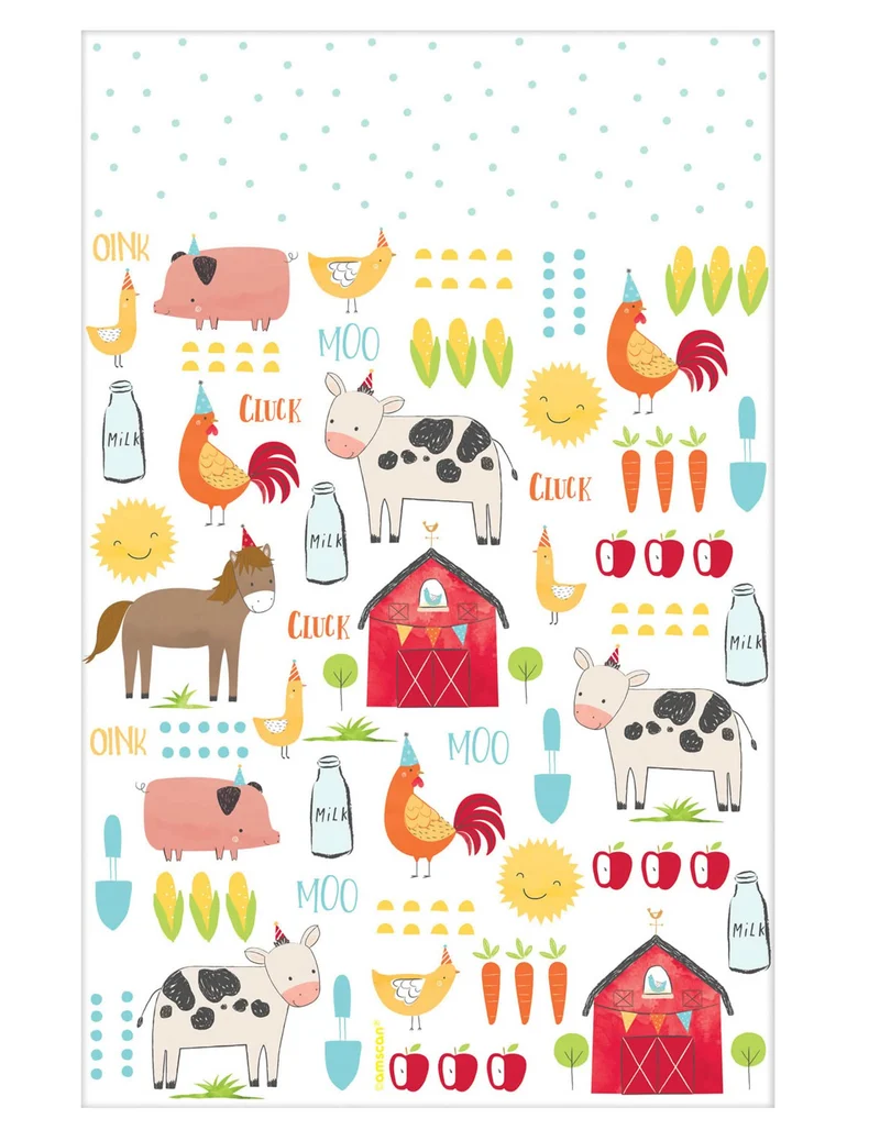 Kunststoff-Tischdecke Bauernhof 259 x 137 cm Tiermotiv