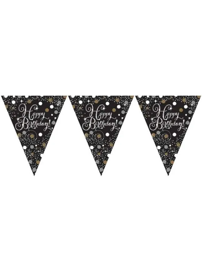Glitzernde Wimpelkette Feier 4 m Happy Birthday
