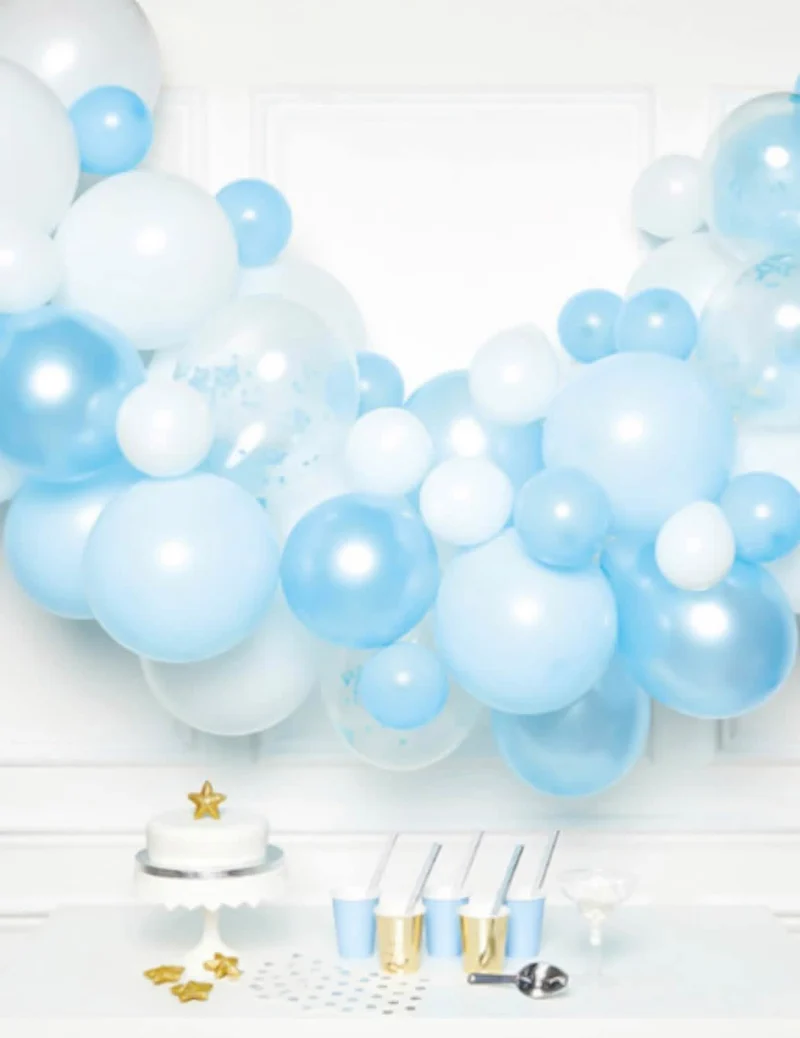 70 Ballons Bogen Kit in Blau-Weißem Farbverlauf