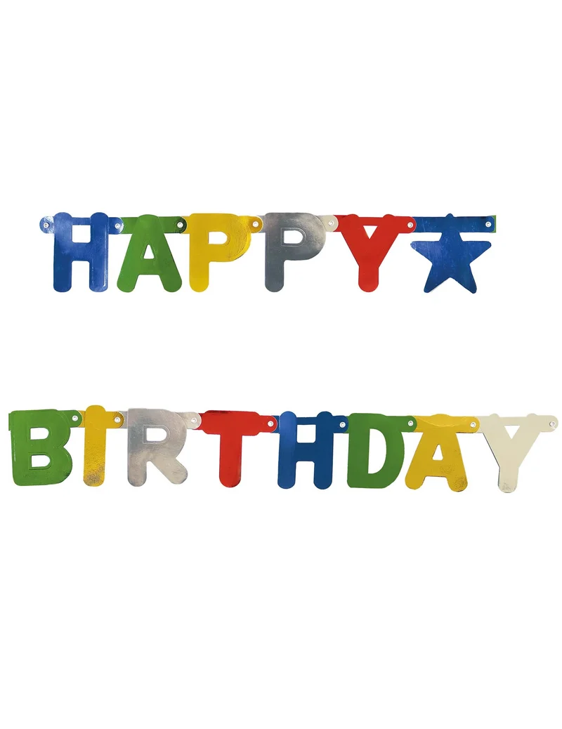 Metallische Happy Birthday Girlande, mehrfarbig, 1,56 m, beweglich