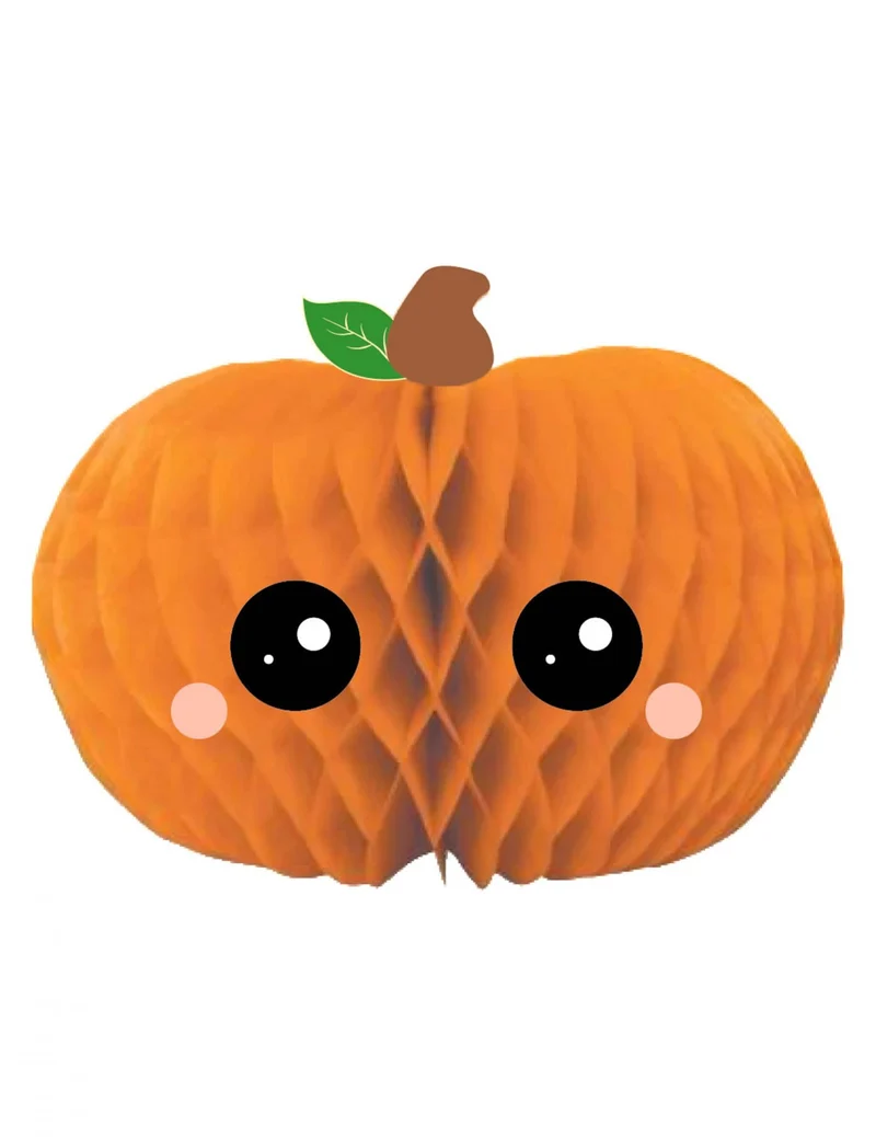 Niedliche orange Halloween-Kürbis-Wabendekoration aus Papier