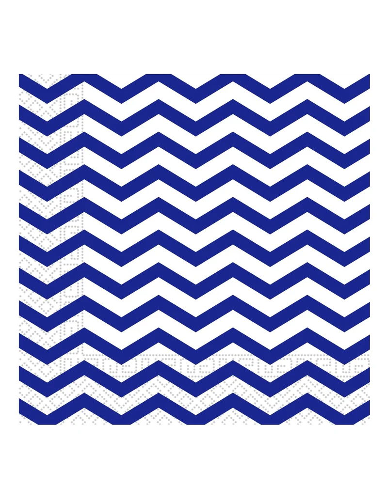 20 Königsblaue Chevron Papierservietten 33 x 33 cm für Geburtstag