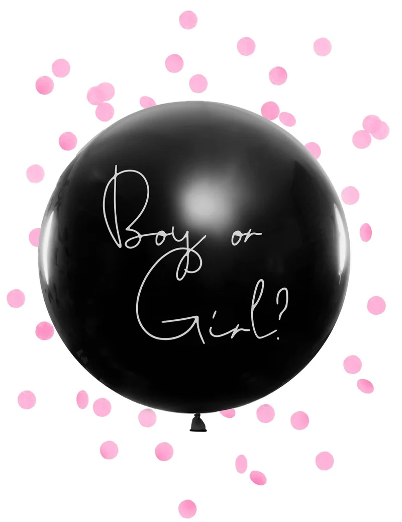 Riesen-Latexballon Junge oder Mädchen rosa Konfetti 1 m für Babyparty