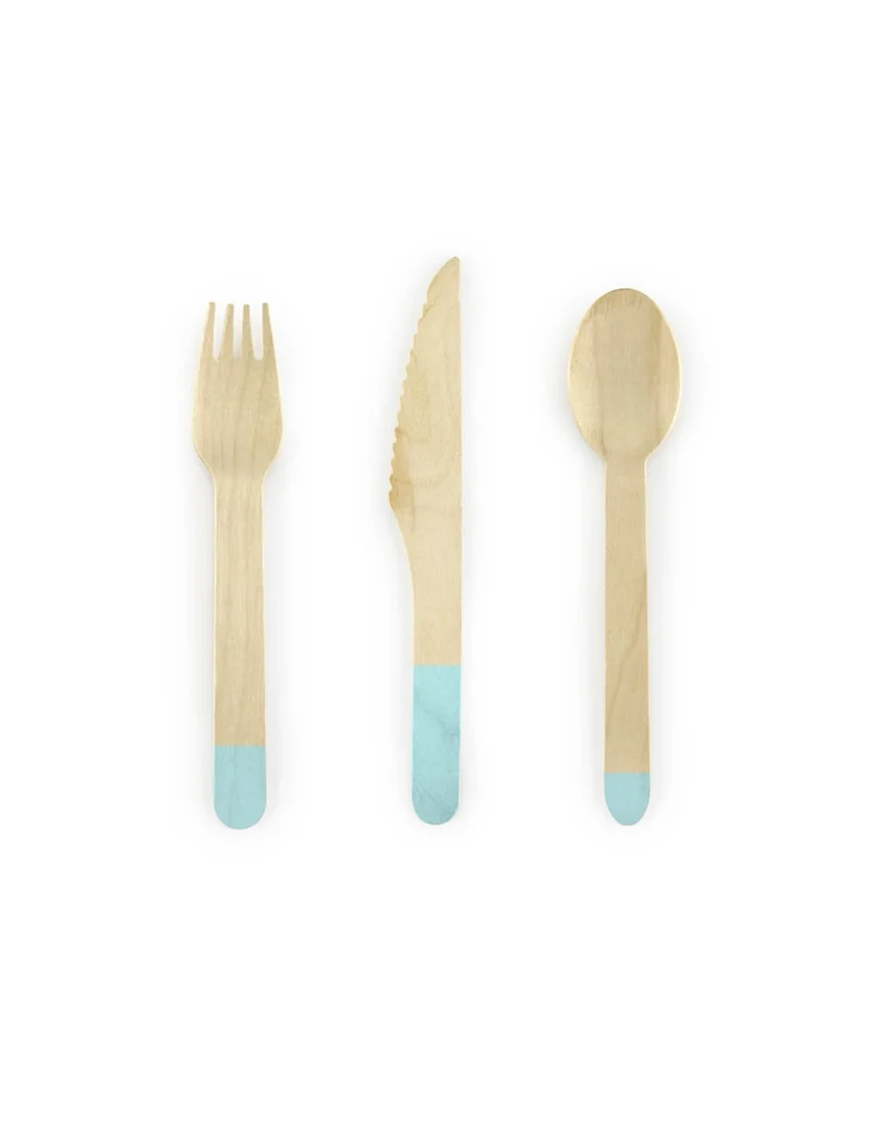 18 Besteckteile aus Minzholz, 16 cm, sortiert