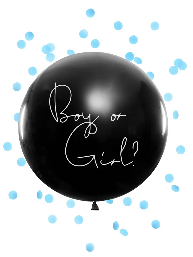 Riesenlatexballon "Boy or Girl" mit blauen Konfetti 1 m für Babyparty