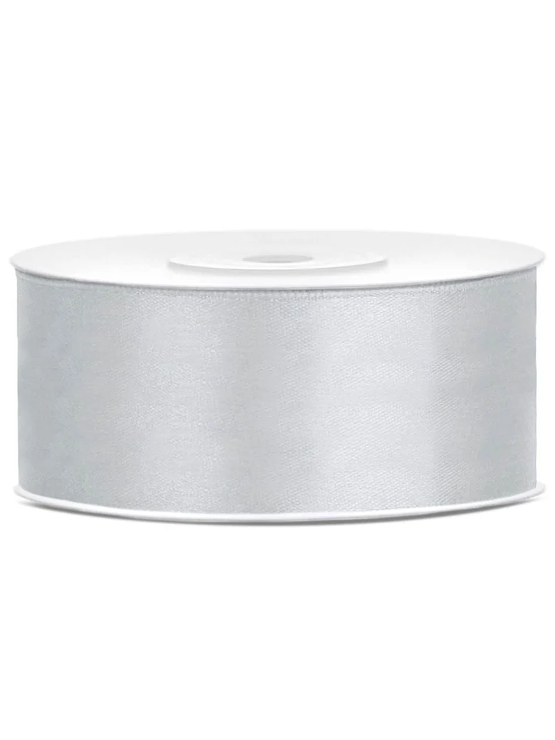 Satinband Silber 2,5 cm x 25 m für Partydekoration
