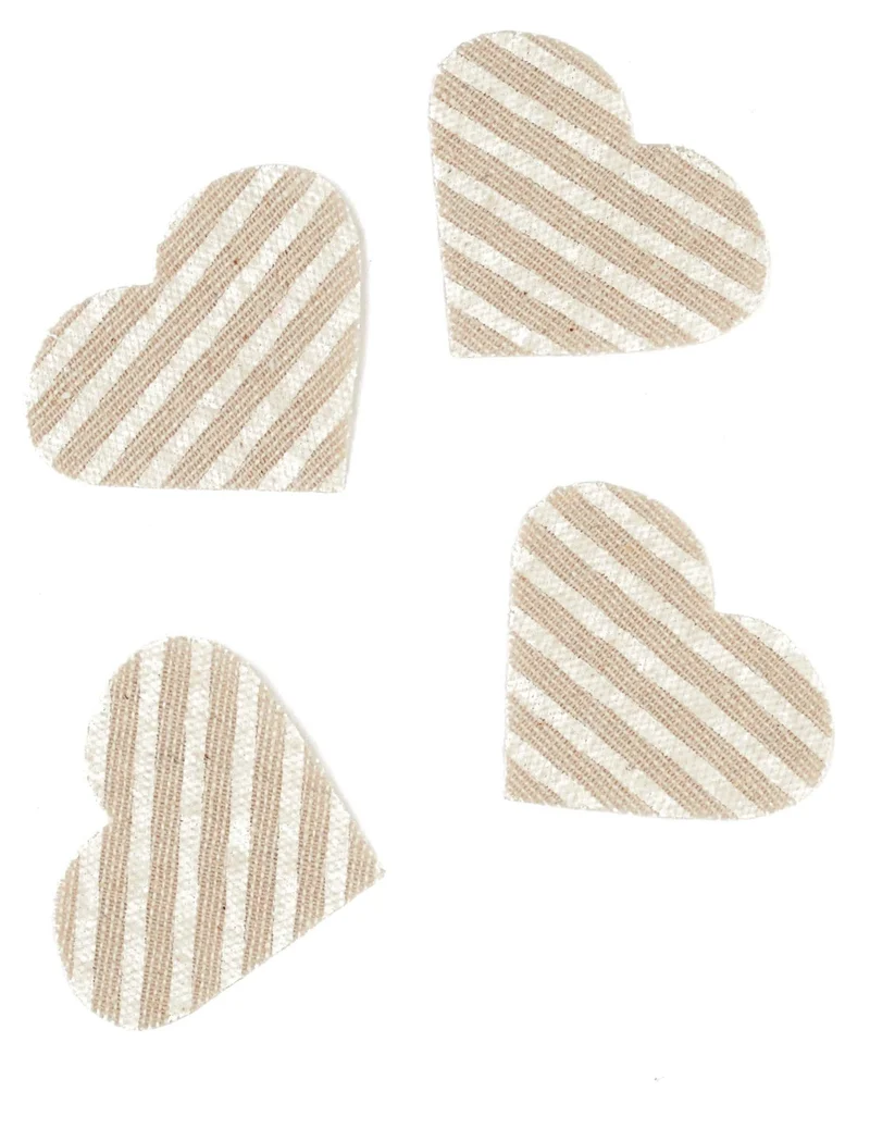 24 Herz-Konfetti aus gestreiftem Leinen 5,5 x 4 cm für Hochzeiten