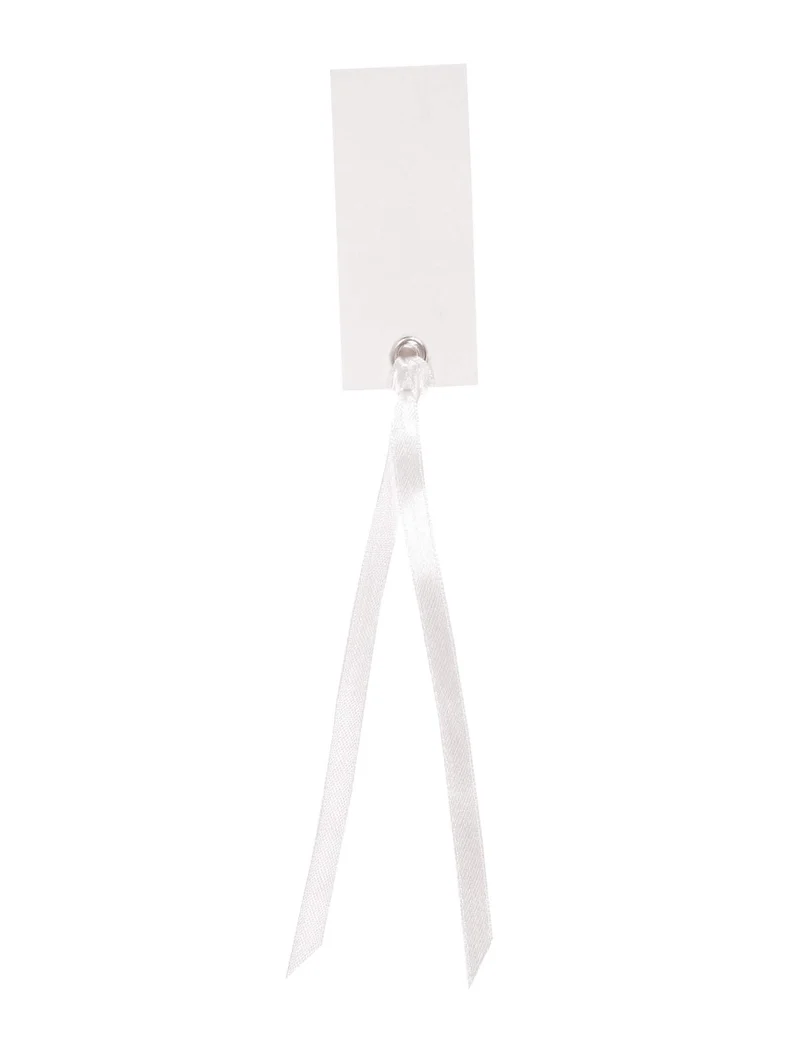 12 rechteckige Platzkarten mit weißem Band 3 x 7 cm Kartonetiketten