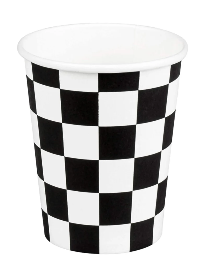 10 Pappbecher Racing 21 cl Schachbrettmuster