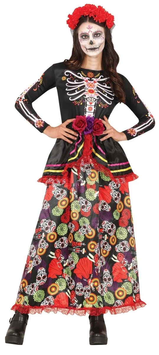 Dia De Los Muertos Kleid Bunt Damen