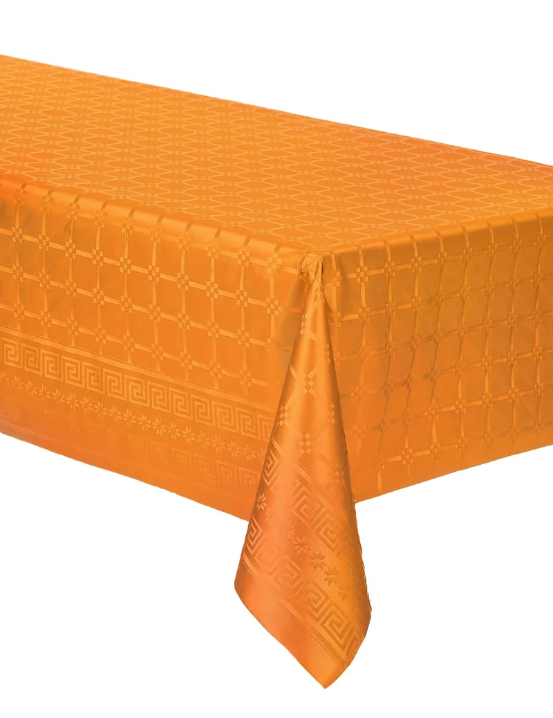 Dicke orange Damast-Papiertischdecke auf Rolle, 6 m