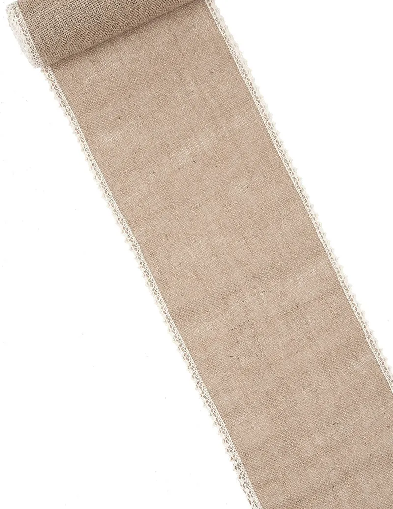 Tischläufer aus Naturjute und Spitze 20 cm x 5 m
