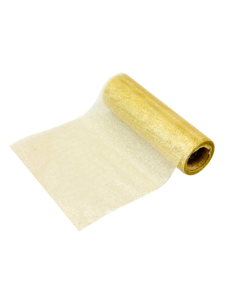 Metallisches Goldband 5 m x 15 cm aus feinem Glitzertüll