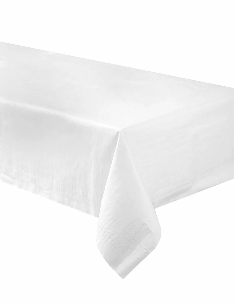 Weiße rechteckige Papiertischdecke mit Kunststoffbeschichtung 137 x 274 cm