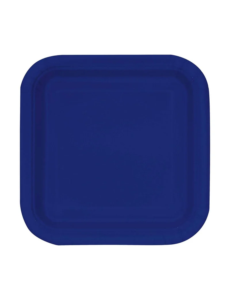 16 kleine quadratische Pappteller marineblau 18 cm für Dessert