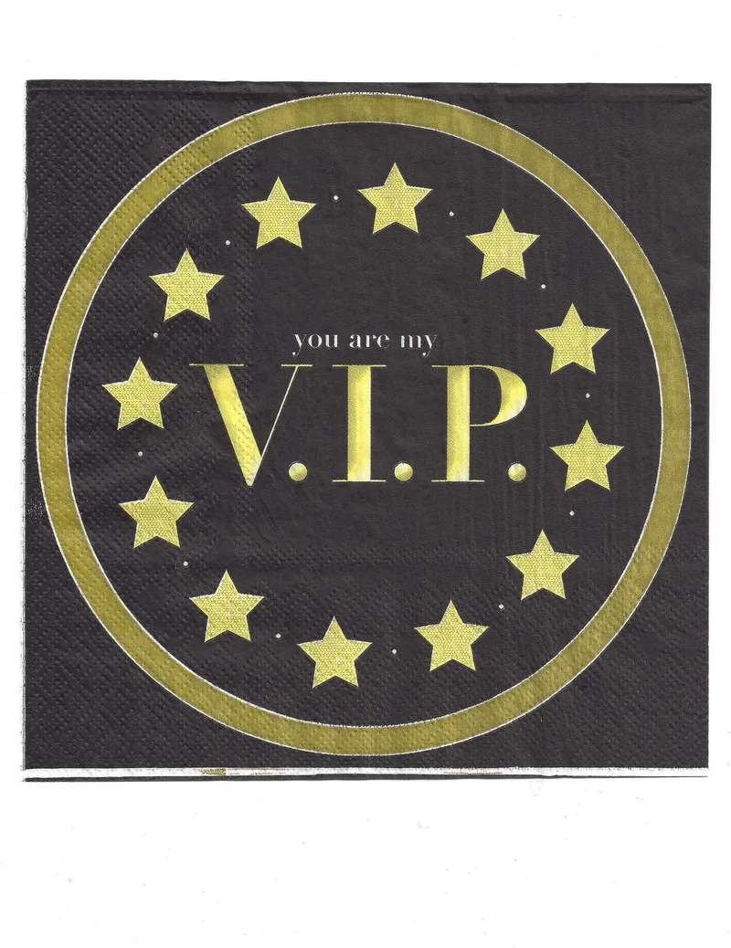 16 schwarze und goldene Papierservietten 33 x 33 cm you are my vip