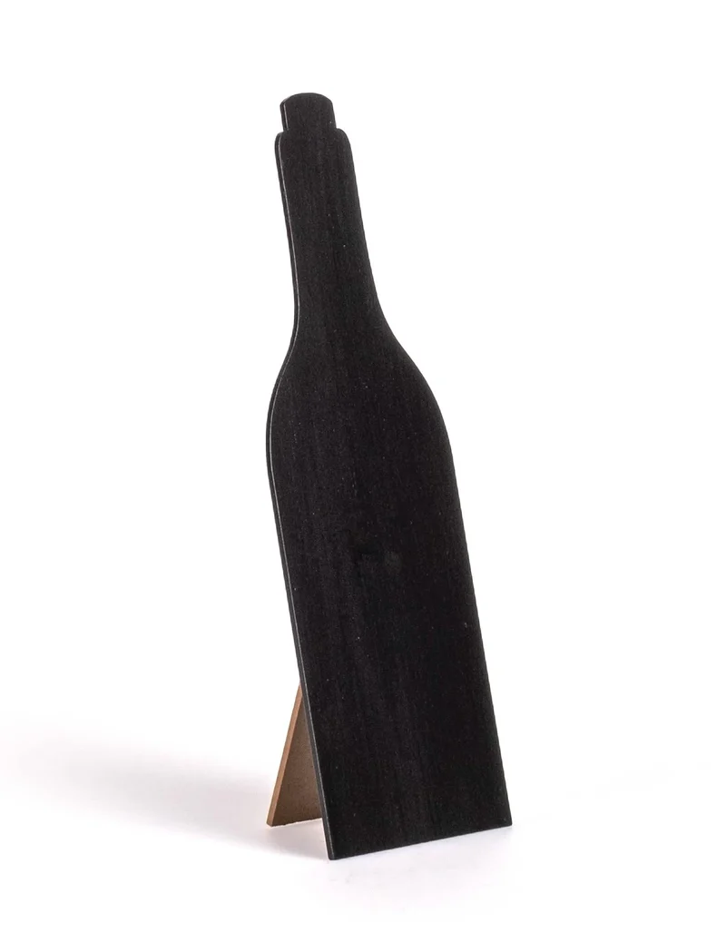 Wein-Flaschen-Tafelmenü 25 cm aus Holz mit Standfuß