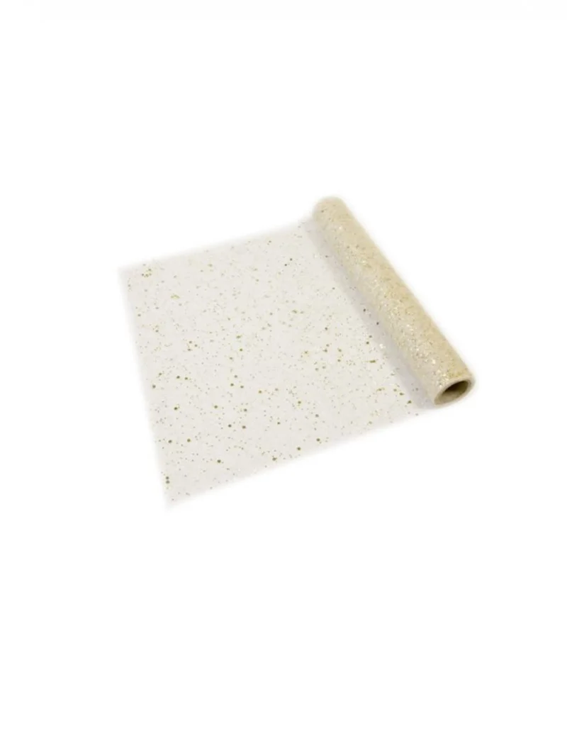 Goldener Pailletten-Tüll-Tischläufer 29 cm x 5 m elegant
