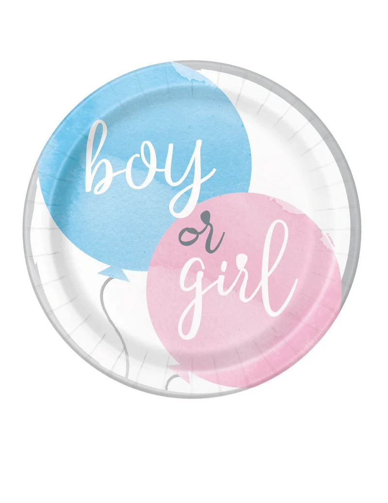 8 kleine Pappteller Girl or Boy 21 cm Gender Reveal