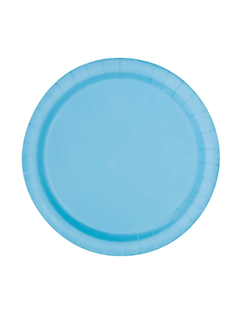 20 kleine pastellblaue Pappteller 17 cm für Dessert