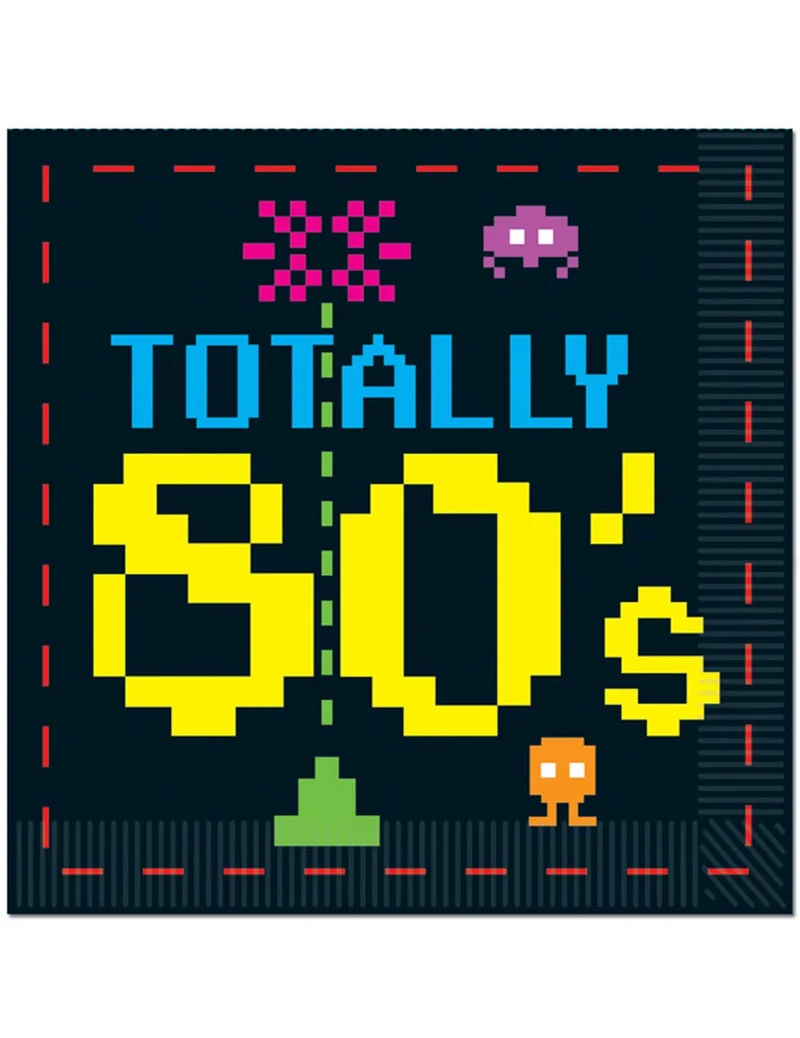 16 Papierservietten 80er Jahre 33 x 33 cm Videospiel-Motive