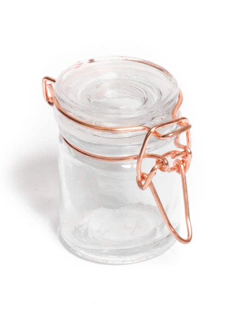 Goldrosenfarbenes Einmachglas 4 x 6 cm 40 ml aus Retro-Glas