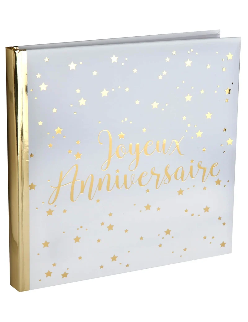 Gästebuch "Alles Gute zum Geburtstag" metallic weiß und gold 24 x 24 cm 20 Seiten