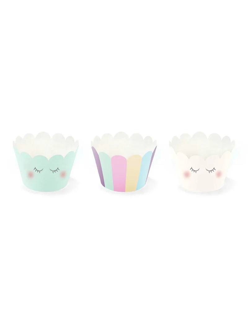 6 Einhorn-Cupcake-Förmchen 7,5 x 5 cm Pastell