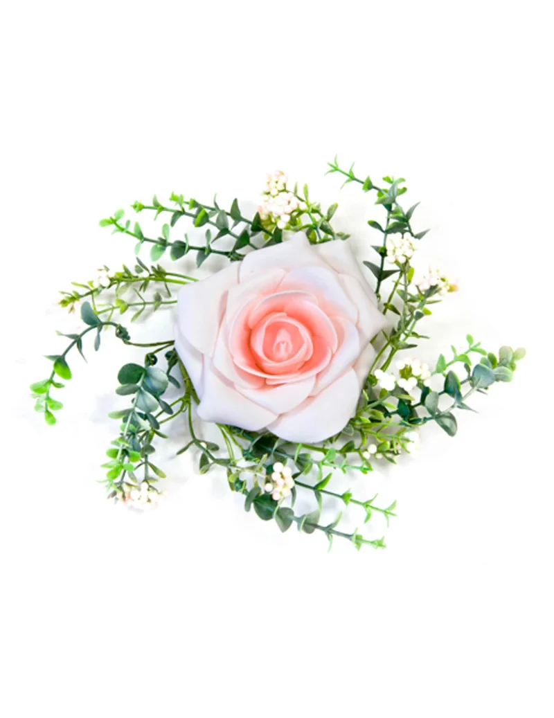 Rosa Tischdeko mit rosa Blättern 18 cm Landhochzeit