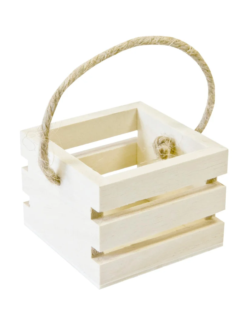 Kleine Holzkiste mit Griff 5,5 cm für Hochzeitsmandeln