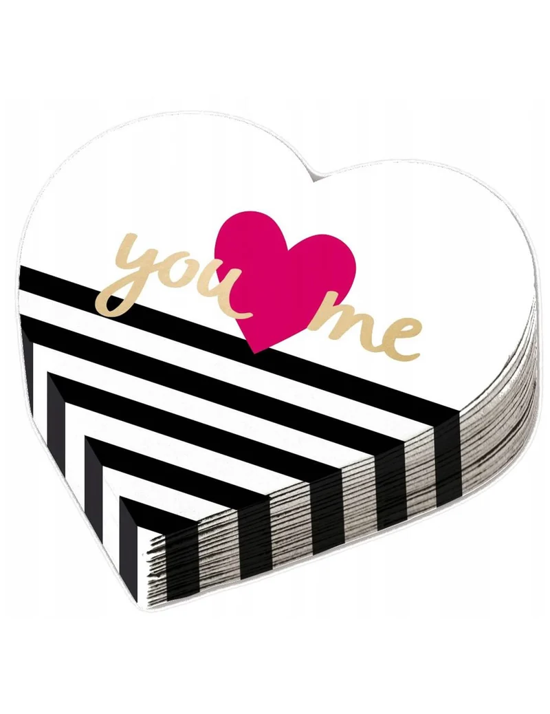 12 Papier-Servietten Herzform 32 cm You & Me