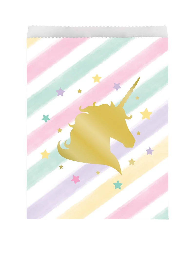 10 Einhorn Papiertüten 23 x 17 cm Pastellsterne