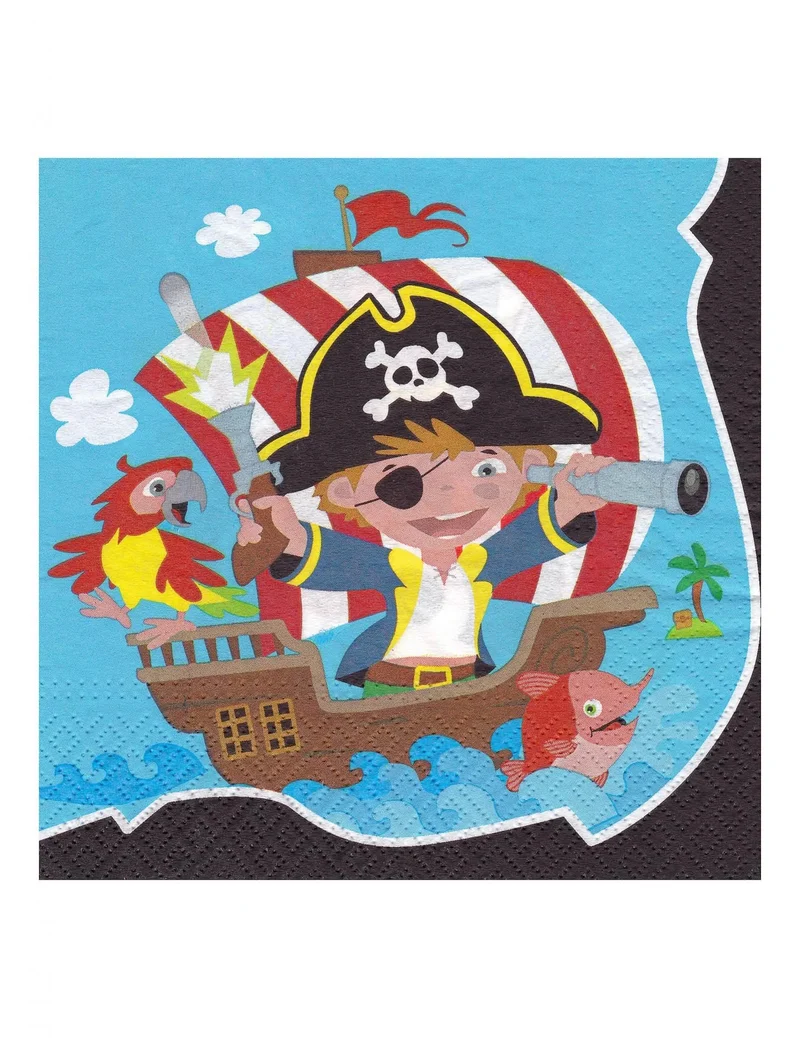 20 Piraten-Papierservietten 33 x 33 cm für Kindergeburtstag
