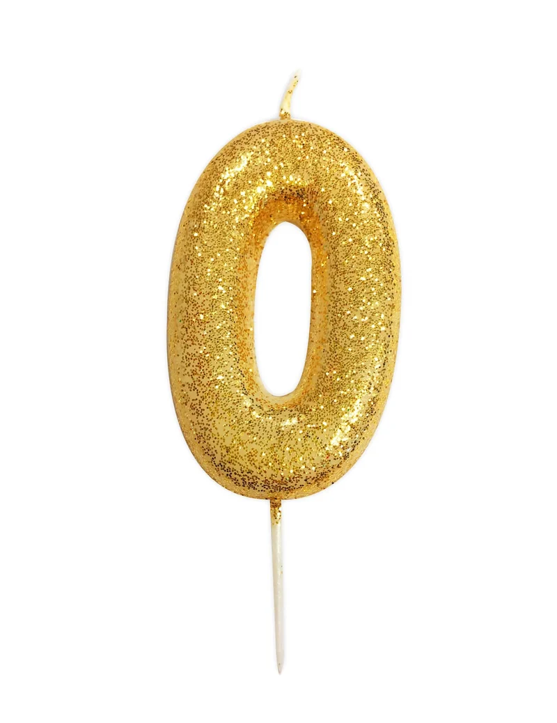Goldglitzer-Ziffernkerze 0, 9 cm