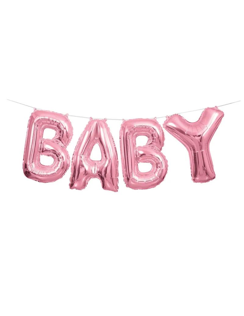 Aluminium-Baby-Ballongirlande rosa 2,5m für Babyparty