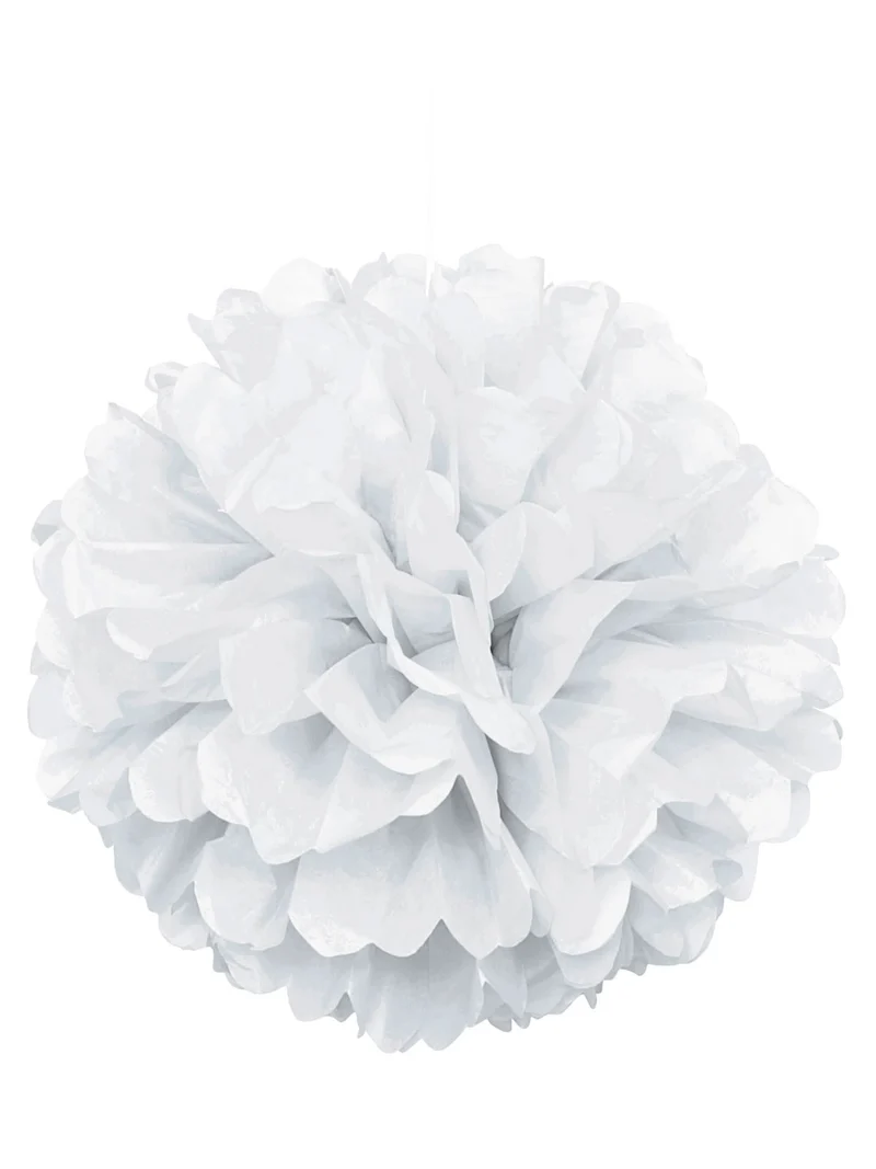 Weiße Papierpompon 40 cm zum Aufhängen