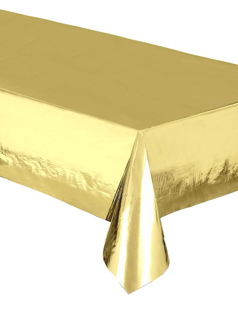 Glänzende goldene metallisierte Plastiktischdecke 137 x 274 cm rechteckig