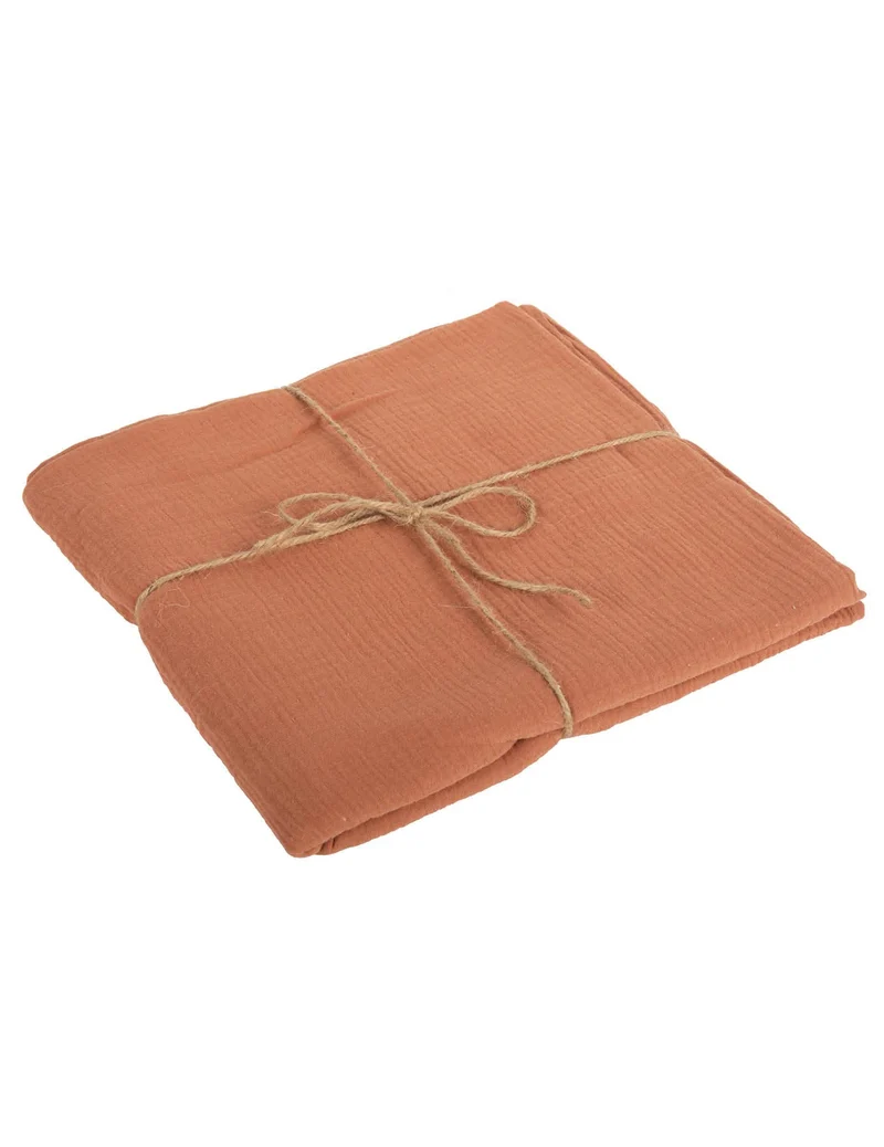 Terracotta Baumwollgaze Tischdecke 130 x 240 cm im Boho-Stil