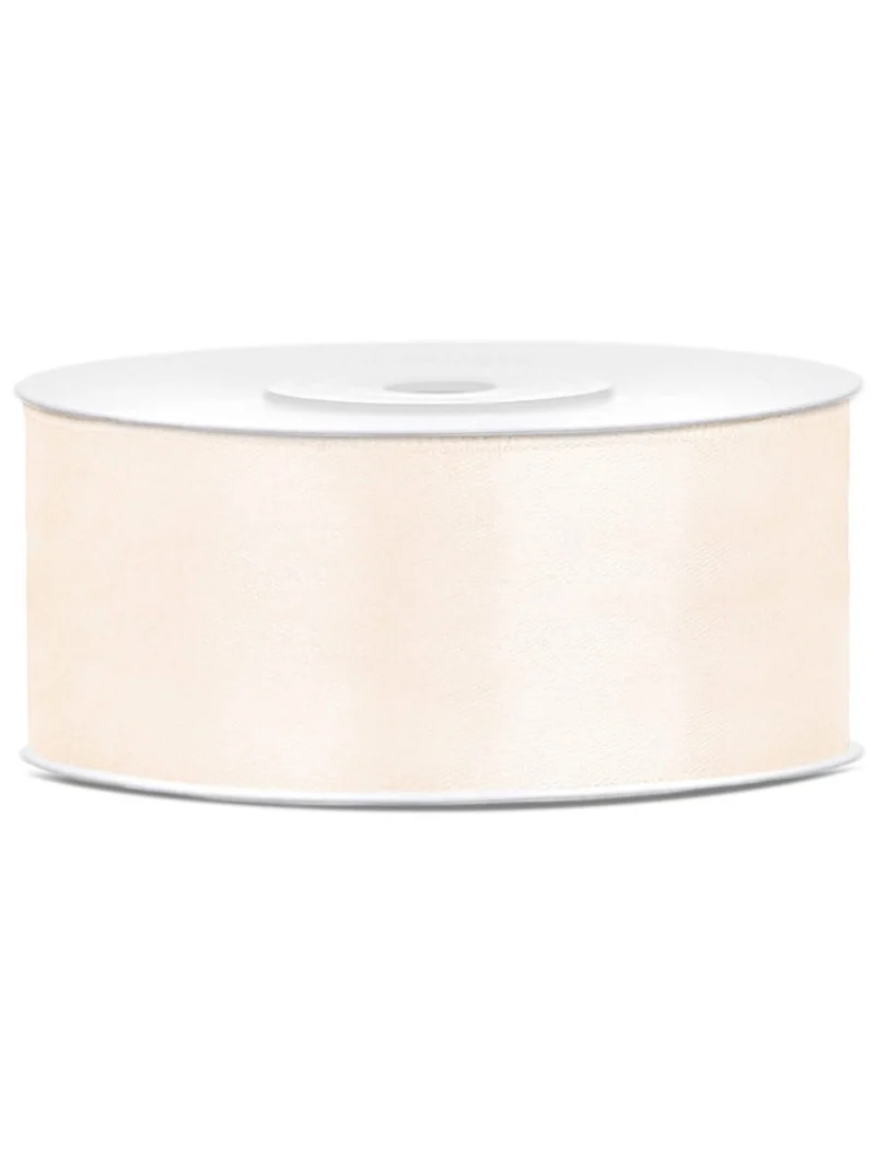 Crèmefarbenes Satinband 2,5 cm x 25 m für Hochzeiten