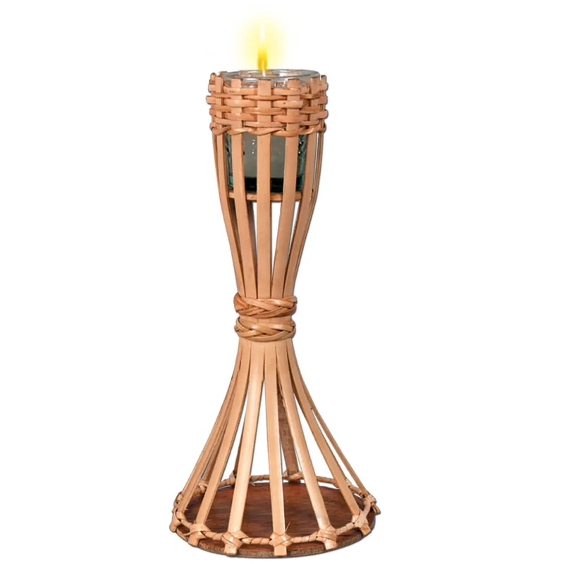 Tischdekoration Bambusfackel 28 cm mit Kerze