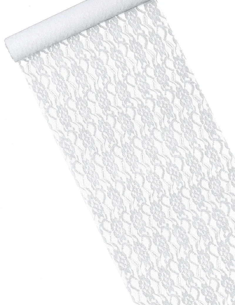 Weißer Spitzen-Tischläufer 30 cm x 5 m romantische Hochzeitsdekoration