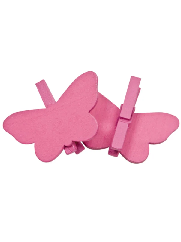 6 Schmetterlinge auf Fuchsia-Wäscheklammern als Platzkarten
