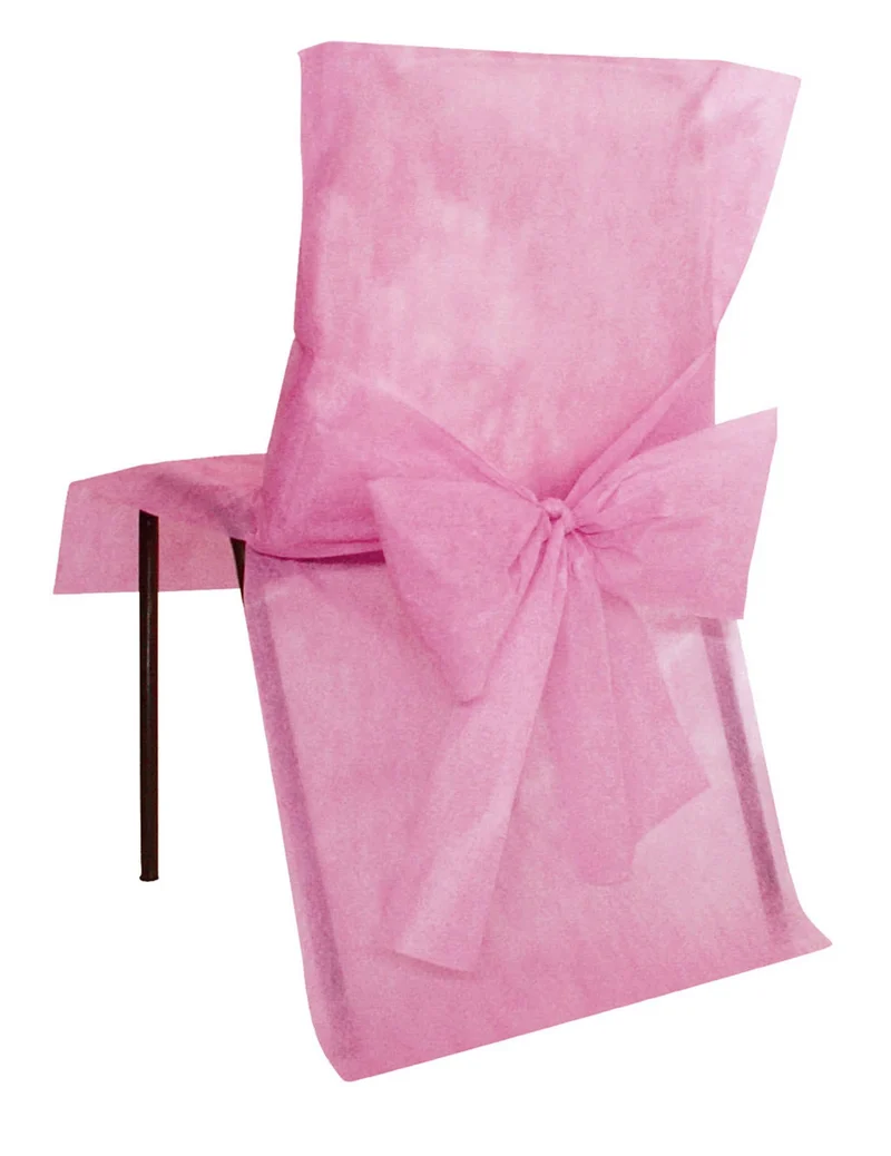 10 Premium Stuhlhussen Rosa 50 x 95 cm mit Vlies-Schleife